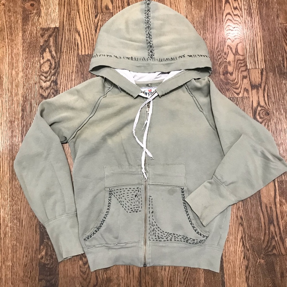 Free People Green Hoodie Sweatshirt